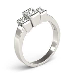 Platinum Three Stone Princess Engagement Rings