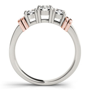 18k Rose Gold Three Stone Round Engagement Rings