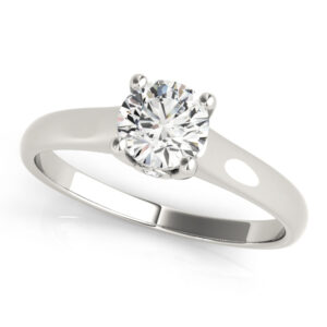 18k White Gold Solitaire Round Engagement Rings