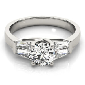 14k White Gold Round Engagement Rings