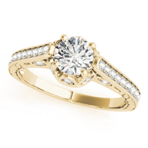 18k Yellow Gold Vintage Round Engagement Rings
