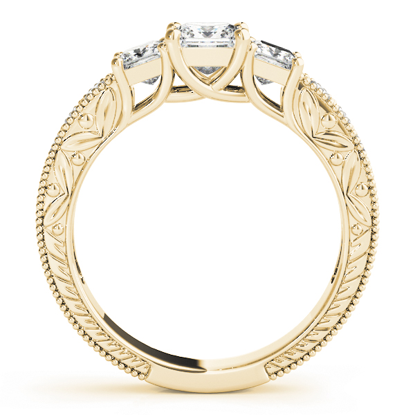 14k Yellow Gold Three Stone Princess Engagement Rings