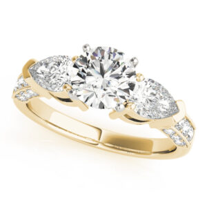 14k Yellow Gold Three Stone Engagement Rings