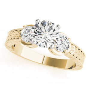 18k Yellow Gold Three Stone Engagement Rings
