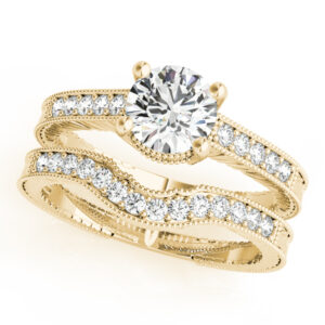 14k Yellow Gold Vintage Round Engagement Rings