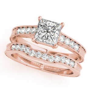 18k Rose Gold Vintage Princess Engagement Rings