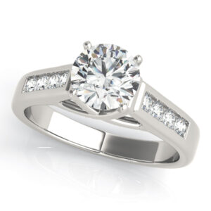 14k White Gold Single Row Engagement Rings