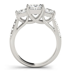 Platinum Three Stone Princess Engagement Rings