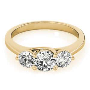 14k Yellow Gold Three Stone Round Engagement Rings