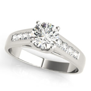18k White Gold Trellis Round Engagement Rings