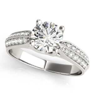 18k White Gold Trellis Round Engagement Rings