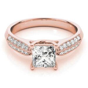 14k Rose Gold Trellis Princess Engagement Rings