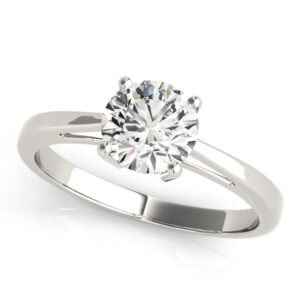 14k White Gold Solitaire Round Engagement Rings
