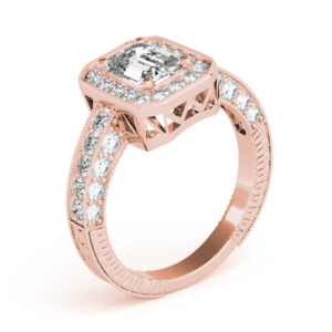 14k Rose Gold Halo Emerald Engagement Rings