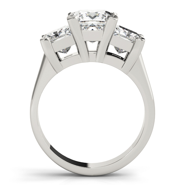 14k White Gold Three Stone Princess Engagement Rings