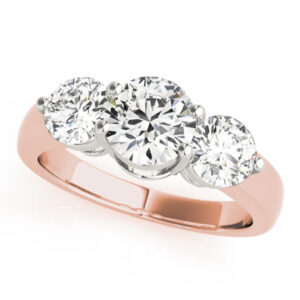 14k Rose Gold Three Stone Round Engagement Rings