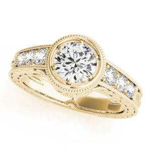 18k Yellow Gold Vintage Round Engagement Rings