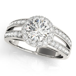 14k White Gold Halo Round Engagement Rings