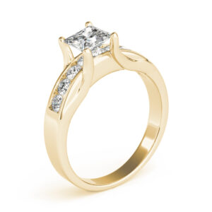 18k Yellow Gold Single Row Princess Engagement Rings