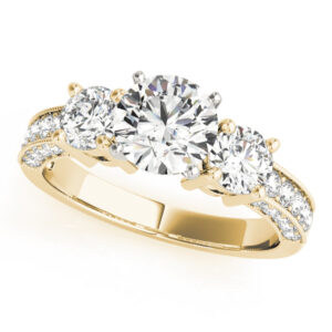 18k Yellow Gold Three Stone Engagement Rings