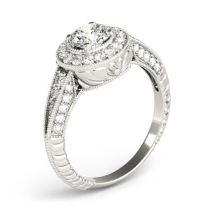 18k White Gold Halo Round Engagement Rings