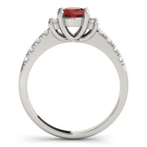 14k White Gold Single Row Oval Engagement Rings