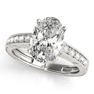 14k White Gold Vintage Oval Engagement Rings