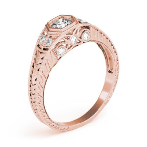 14k Rose Gold Vintage Round Engagement Rings