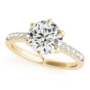 14k Yellow Gold Single Row Round Engagement Rings