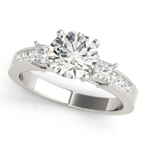 18k White Gold Three Stone Engagement Rings