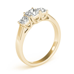 18k Yellow Gold Three Stone Princess Engagement Rings