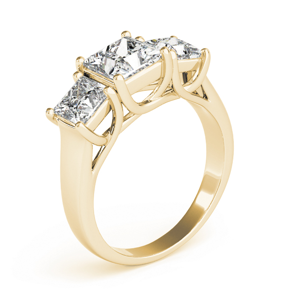 14k Yellow Gold Three Stone Princess Engagement Rings - Image 3
