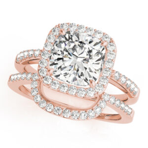 14k Rose Gold Halo Cushion Engagement Rings