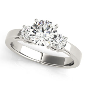 18k White Gold Three Stone Engagement Rings