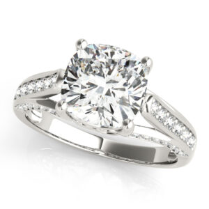 18k White Gold Multirow Cushion Engagement Rings