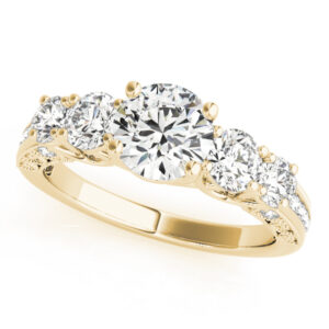 18k Yellow Gold Single Row Round Engagement Rings
