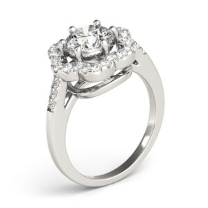 14k White Gold Halo Round Engagement Rings