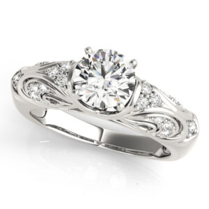83584-1 14k White Gold Vintage Engagement Rings