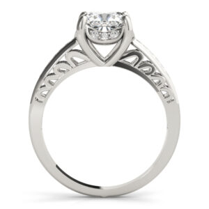 14k White Gold Single Row Cushion Engagement Rings