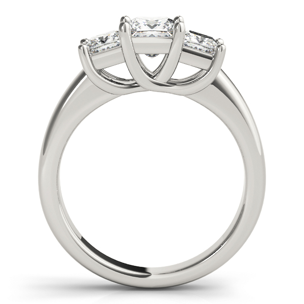 14k White Gold Three Stone Princess Engagement Rings - Image 4