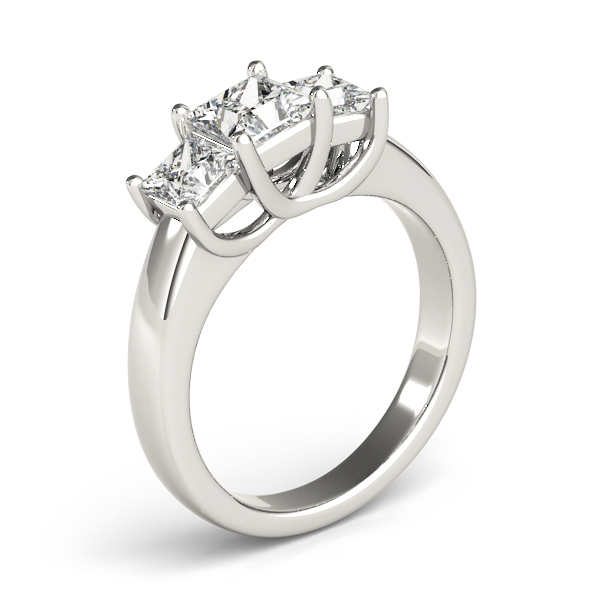 14k White Gold Three Stone Princess Engagement Rings - Image 2