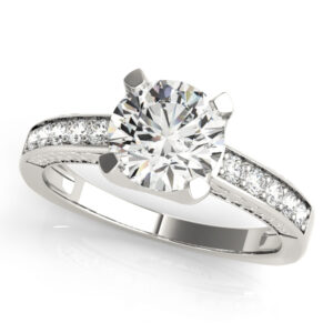 83646-1 14k White Gold Single Row Round Engagement Rings