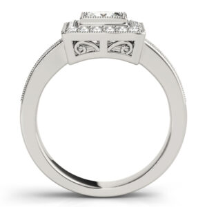 14k White Gold Halo Princess Engagement Rings
