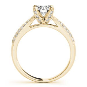 14k Yellow Gold Pave Round Engagement Rings