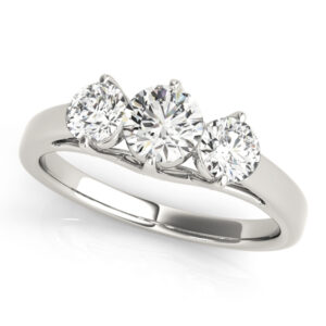 Platinum Three Stone Round Engagement Rings