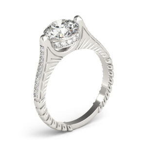 14k White Gold Vintage Round Engagement Rings