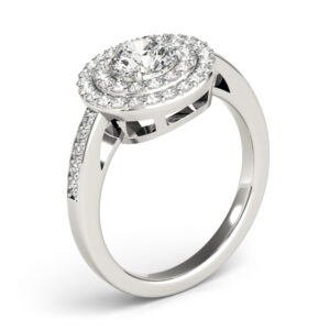 18k White Gold Halo Round Engagement Rings