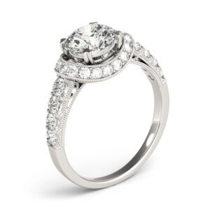 18k White Gold Halo Round Engagement Rings