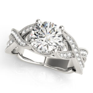14k White Gold Multirow Round Engagement Rings