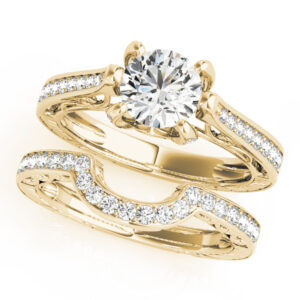 14k Yellow Gold Single Row Round Engagement Rings